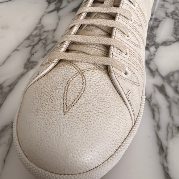Prada Milano 2EE448 Mens White Pebbled Leather Low Top Sneakers, UK 11 main image 6